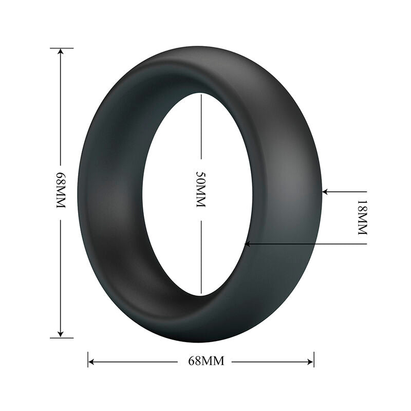 Schéma des dimensions de l'anneau Elio : 68 mm de diamètre extérieur, 50 mm de diamètre intérieur, 18 mm d'épaisseur