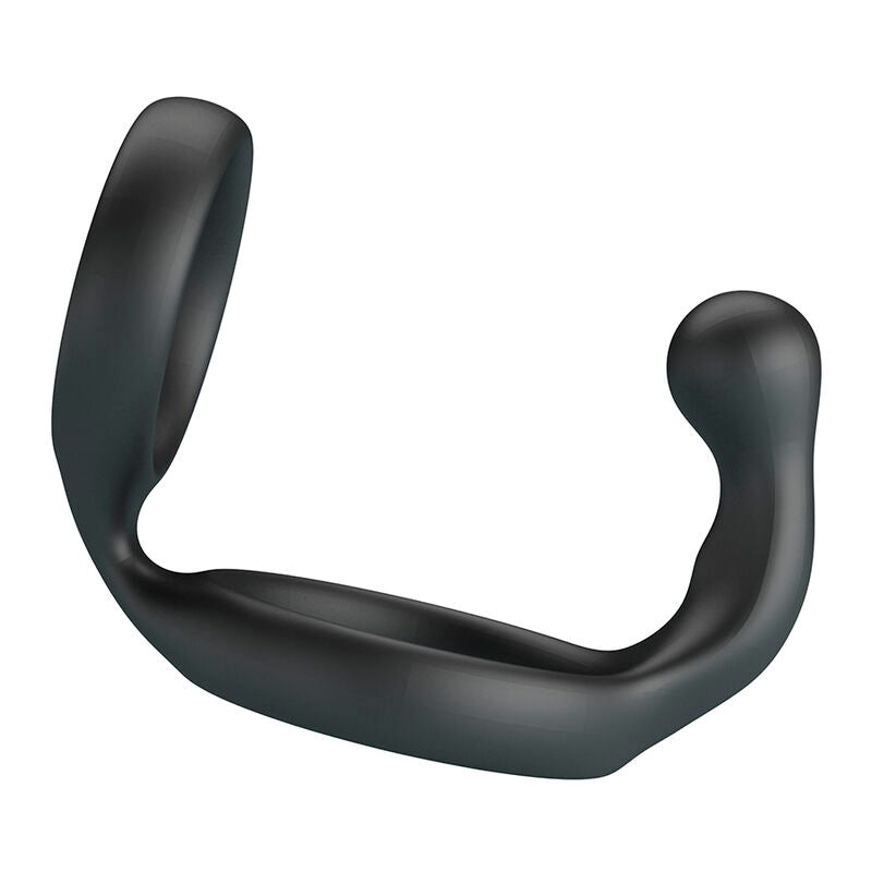 Anneau double Florian noir vu de trois-quarts sous un autre angle, bille de stimulation à droite