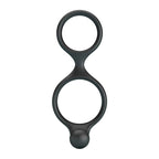 Anneau double Florian noir vu de face, forme en huit avec les deux boucles alignées verticalement et la bille en bas