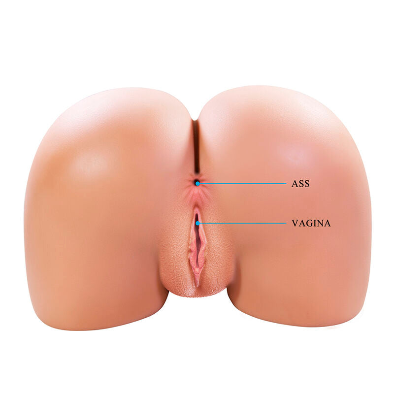 Masturbateur Julia XXL vu de dos, fesses avec anus et entrée vaginale légendés