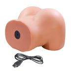 Masturbateur Julia XXL vu de trois-quarts avant, bouton de commande noir visible avec câble de recharge USB posé devant
