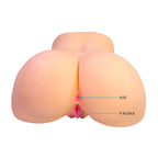 Masturbateur Liora XXL vu de dos, entrée anale et vaginale légendées