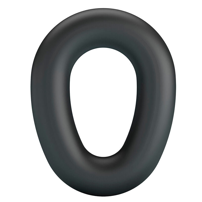 Anneau pénien Vesper noir lisse vu de face, forme ovale allongée