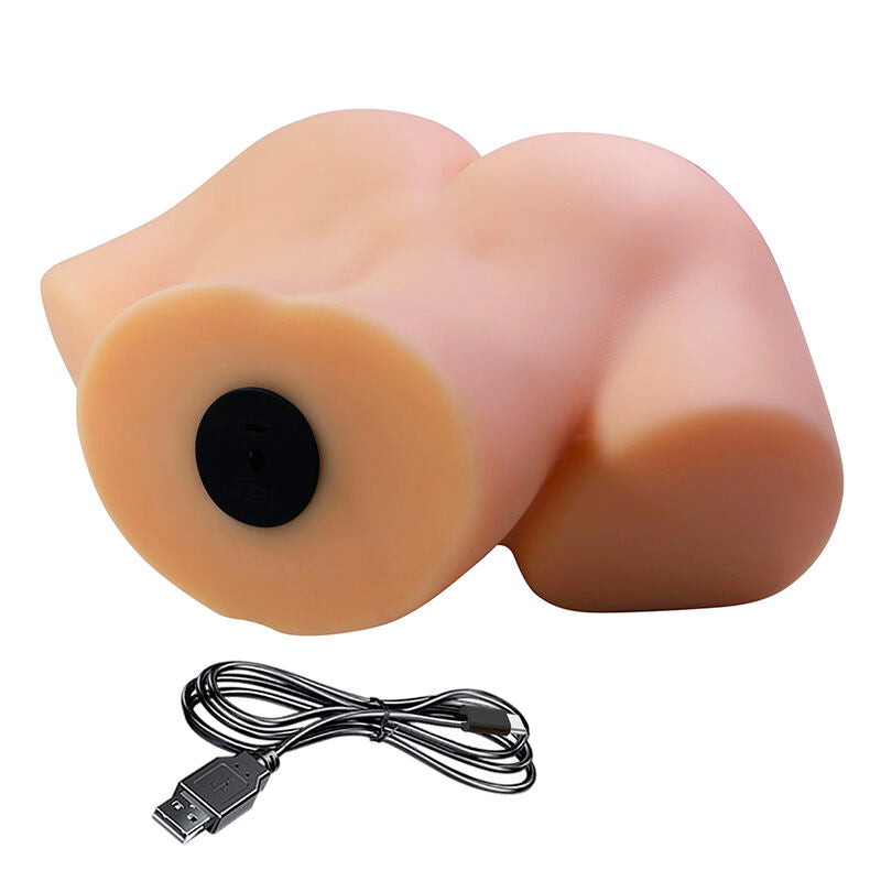 Masturbateur Vivian vu de dos avec bouton de commande noir et câble de recharge USB posé devant