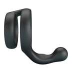 Anneau double Yancy noir vu de profil, forme en L avec le stimulateur recourbé vers le bas