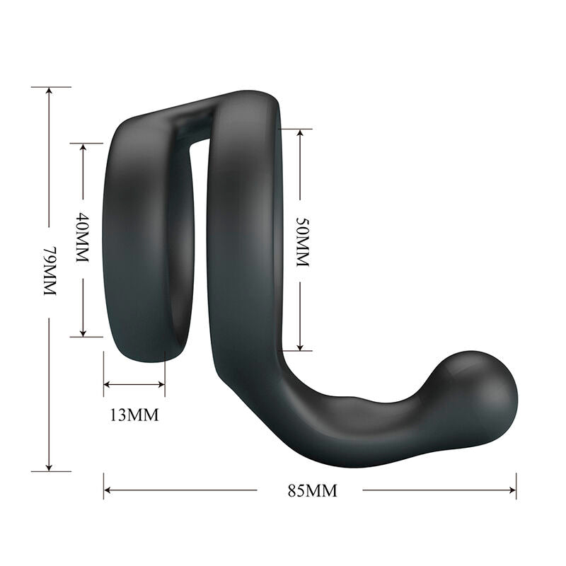 Schéma des dimensions de l'anneau double Yancy : 79 mm de hauteur, 85 mm de longueur totale, 40 et 50 mm de diamètres internes, 13 mm d'épaisseur