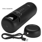 Masturbateur Aetolia avec poignée et câble de recharge USB-C, capuchon détaché posé à côté