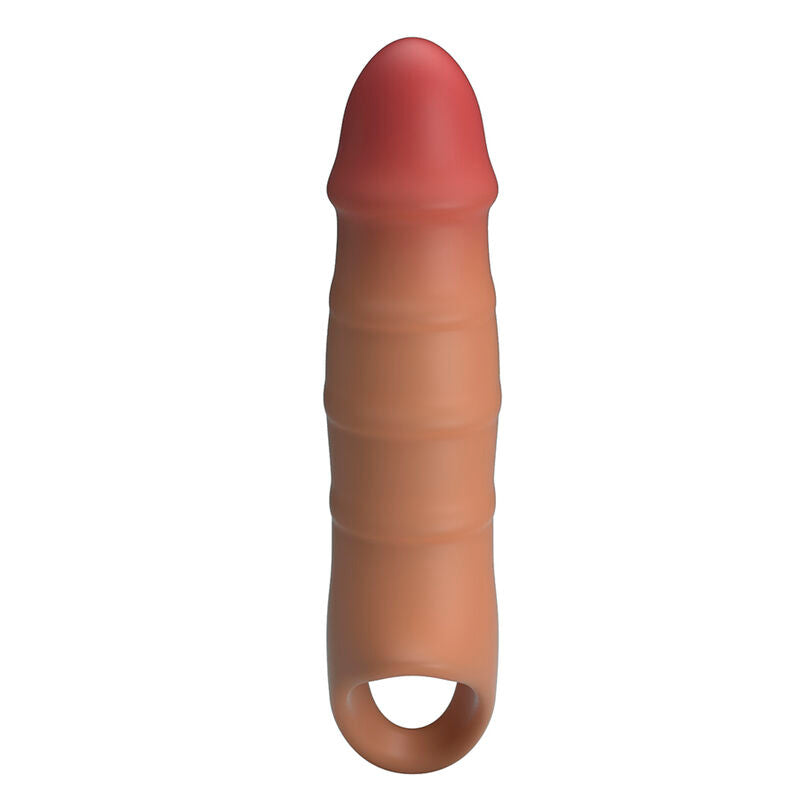 Gaine d'extension vue de face, embout rouge en haut, anneau de maintien en bas