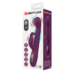 Emballage du vibrateur lapin Dee Pretty Love, recto et tranche avec écran LED, pictogrammes de fonctions et schéma dimensionnel 33/245/39 mm
