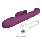Vibrateur lapin Dee avec câble de recharge magnétique, gros plan sur les deux plots de charge à la base
