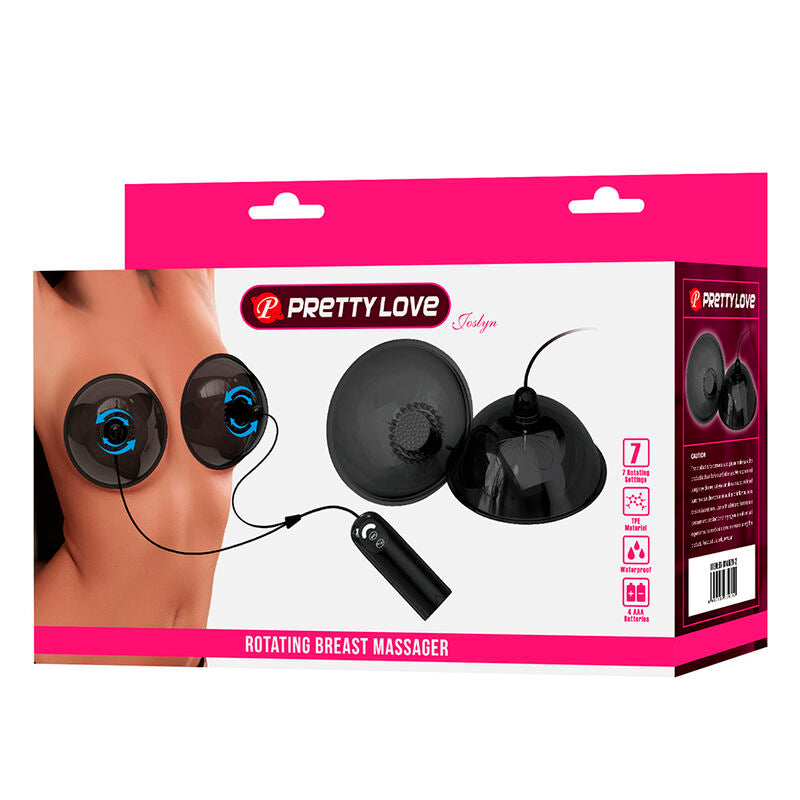 Emballage seul du Pretty Love Joslyn, vue de face avec mention Rotating Breast Massager
