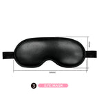 Masque bandeau noir du kit BDSM, vue de face avec schéma dimensionnel 200 x 80 mm