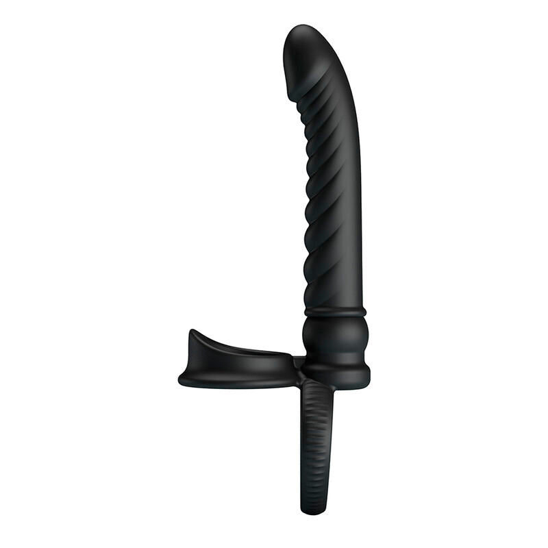 Vibrateur anal Merritt vu de profil, collerette latérale et anneau de maintien vus de côté