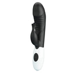 Vibrateur lapin Rasmussen noir vu de face, silhouette complète de la tête à la base