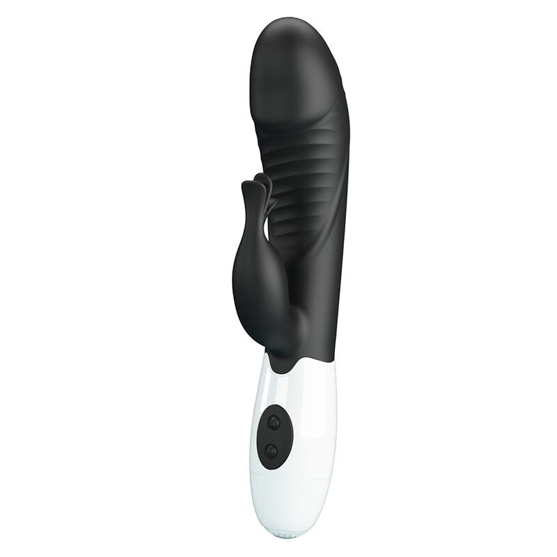 Vibrateur lapin Rasmussen noir vu de face, silhouette complète de la tête à la base