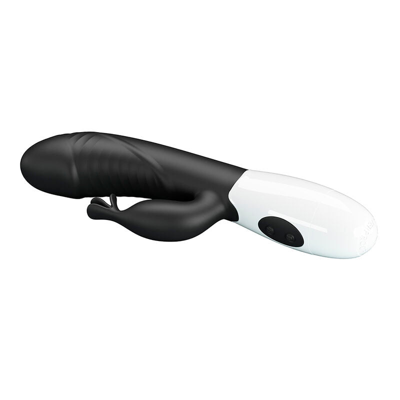 Vibrateur lapin Rasmussen, gros plan sur les deux boutons de commande de la base blanche