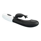Vibrateur lapin Rasmussen vu en diagonale sous un autre angle, tige nervurée en premier plan