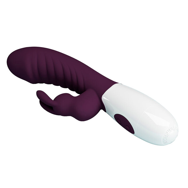 Vibrateur lapin Naughty Bunny, gros plan sur les deux boutons de commande de la base blanche