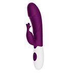 Vibrateur lapin Rogue Muse violet vu de profil sur fond blanc