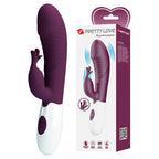 Vibrateur lapin Rogue Muse violet posé à côté de son emballage Pretty Love Rasmussen