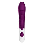 Vibrateur lapin Rogue Muse violet vu de dessus sur le stimulateur externe et l'embout incurvé