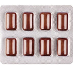 Gros plan sur la plaquette de 8 chewing-gums bruns Power Up sortie de son emballage