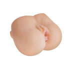 Masturbateur réaliste couleur chair, vue de trois-quarts sur l'entrée vaginale simulée