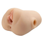 Masturbateur PDX Plus Double Pounder vu de profil, double entrée bouche et vagin