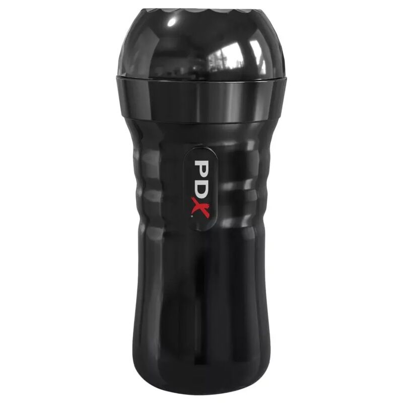 Masturbateur PDX Extreme Wet Pussies fermé, vue du boîtier noir strié