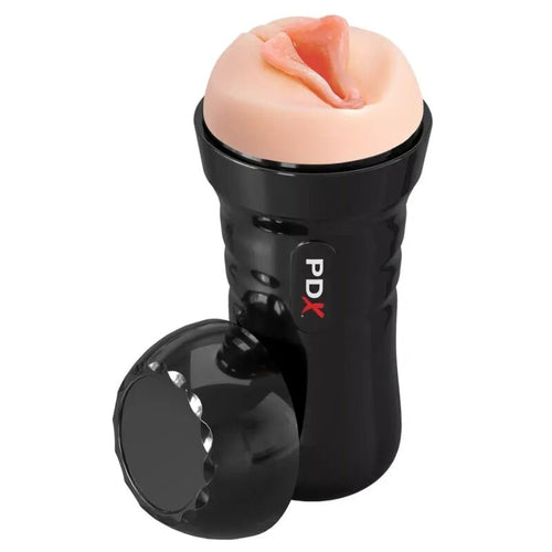 Masturbateur PDX Extreme Wet Pussies ouvert, couvercle amovible posé à côté