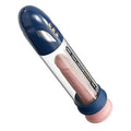 Pompe à pénis Pump Worx Max Boost Pro Flow bleue, vue en diagonale avec cylindre transparent