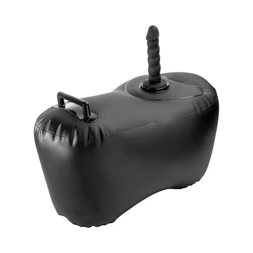 Coussin gonflable Body Dock noir Fetish Fantasy surmonte d un plug texture noir non realiste, assise rebondie a poignee pour des positions mains libres.