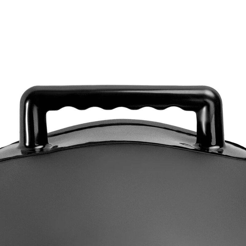 Gros plan de la poignee de transport rigide du coussin gonflable Body Dock noir Fetish Fantasy, finition lisse facilitant le deplacement de l assise.