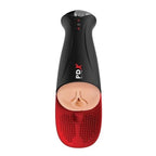 Masturbateur automatique PDX Elite Fuck-O-Matic Pro XL vu de face, entrée réaliste et coussinet à picots rouge