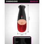 Infographie des dimensions du masturbateur automatique PDX Elite (référence RD552-21) : longueur 34,9 cm, largeur 9,9 cm