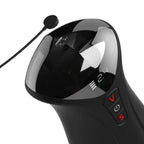 Gros plan sur l'écran et les commandes du masturbateur automatique PDX Elite, câble de recharge USB magnétique