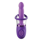 Vibrateur lapin Fantasy for Her Pro Plus Ultimate Pleasure violet, vue de face avec anneau de succion transparent