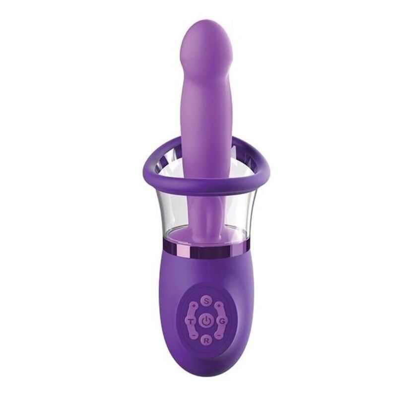 Vibrateur lapin Fantasy for Her Pro Plus Ultimate Pleasure violet, vue de face avec anneau de succion transparent