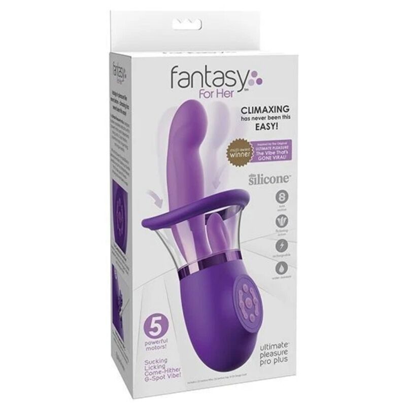 Boîte du vibrateur lapin Fantasy for Her Pro Plus Ultimate Pleasure violet, 5 moteurs et fonction de succion