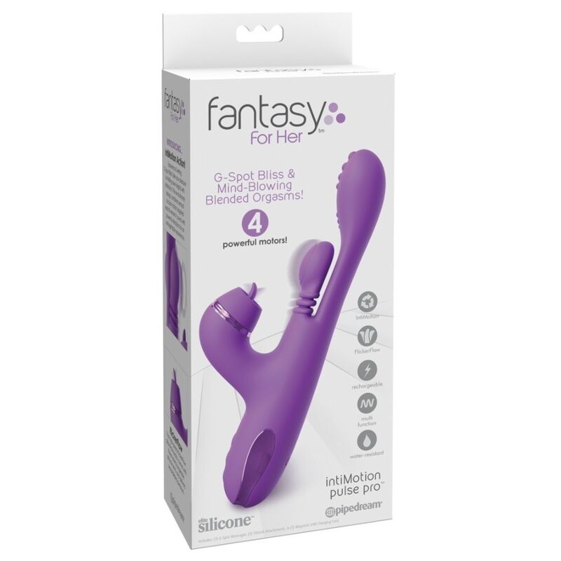 Boîte du vibrateur lapin Fantasy for Her Intimotion Pulse Pro violet, G-Spot Bliss et 4 moteurs