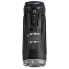Masturbateur automatique PDX Elite Moto-Bator Pro vu de face, tunnel interne à billes visible à travers la fenêtre transparente