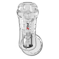 Masturbateur PDX Viewtube Plus transparent, vue de trois quarts montrant le manchon texturé et le bouchon inférieur amovible