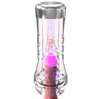 PDX Viewtube XXL LED vue de face avec éclairage LED rose activé à l'intérieur du tunnel, embout supérieur argenté