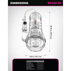 Infographie des dimensions du fabricant PDX (référence RD560-20) : longueur totale 27,3 cm, largeur maximale 10,1 cm, longueur pénétrable 24,1 cm