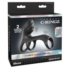 Emballage du Fantasy C-Ringz Ultimate Couples Cage Pro, boîte noire mentionnant 2 moteurs vibrants puissants