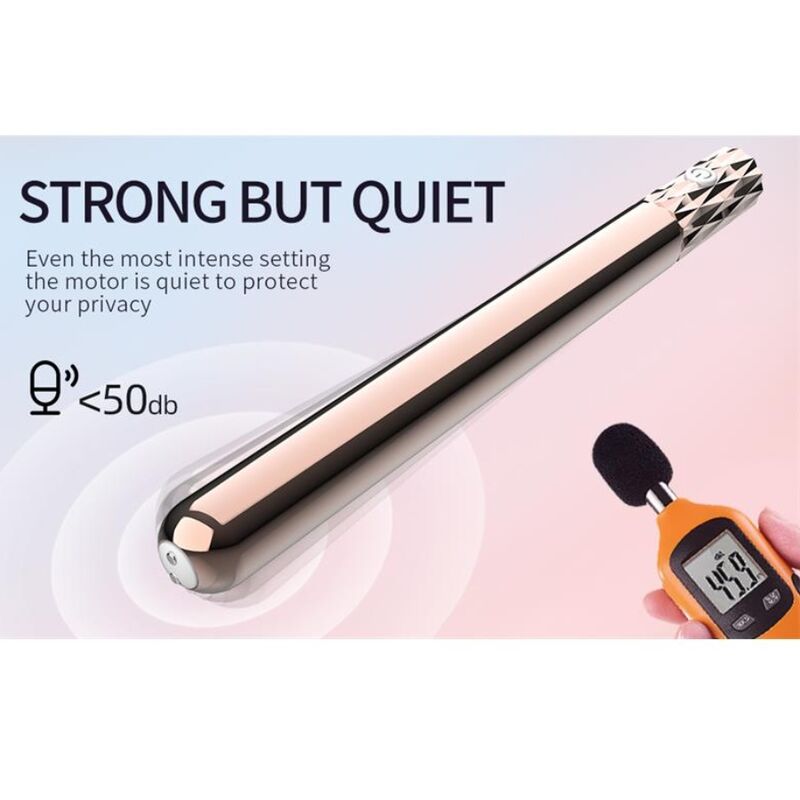Vibrateur Tia à côté d'un sonomètre affichant 45,9 dB, illustrant son fonctionnement silencieux