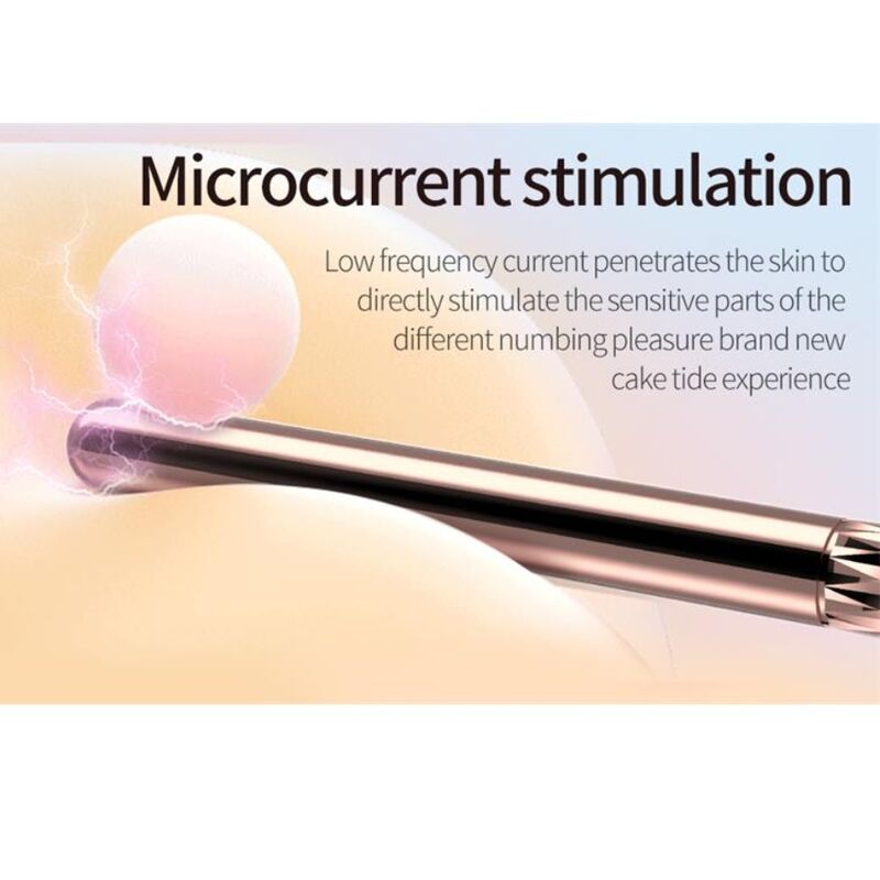 Gros plan sur la pointe du vibrateur Tia avec effet lumineux illustrant la stimulation
