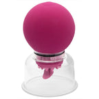 Pompe She.E.O magenta vue de face, poire de succion ronde surmontant la coupelle transparente