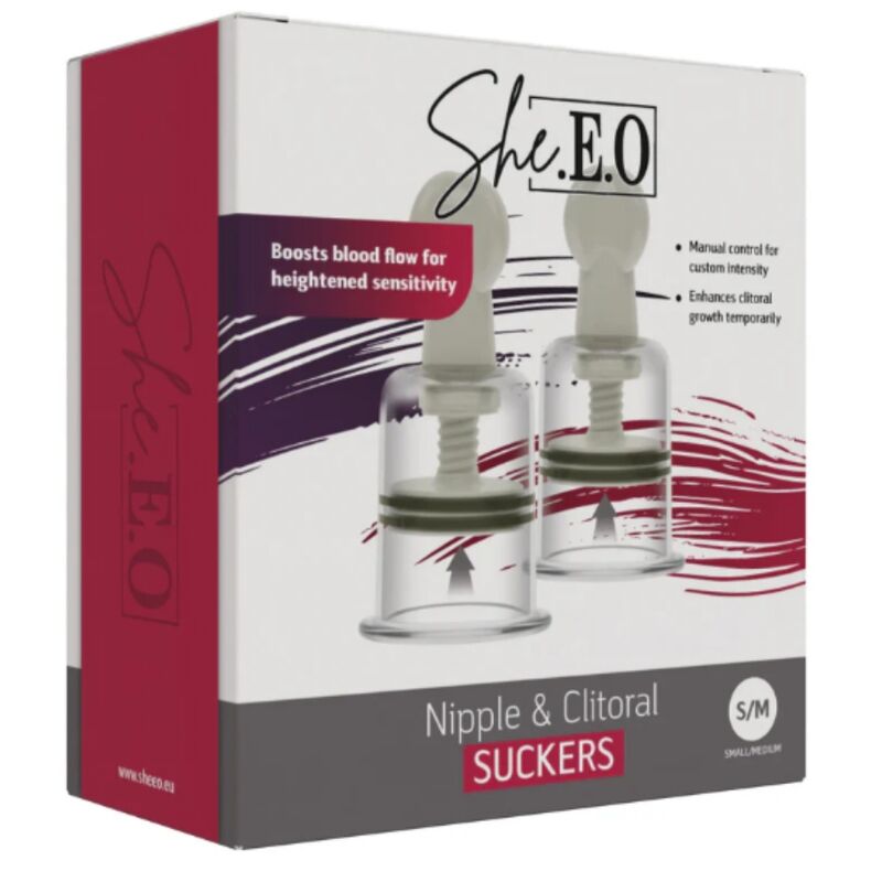 Boîte She.E.O Nipple & Clitoral Suckers, taille S/M
