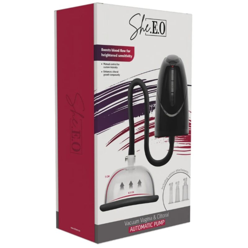 Emballage She.E.O Vacuum Vagina & Clitoral Automatic Pump, vue de face